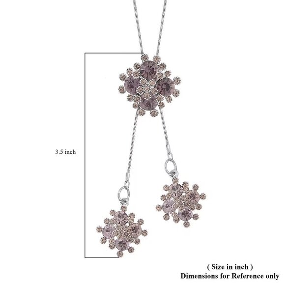 Gray Austrian Crystal Lariat Pendant Necklace - Picture 2 of 3